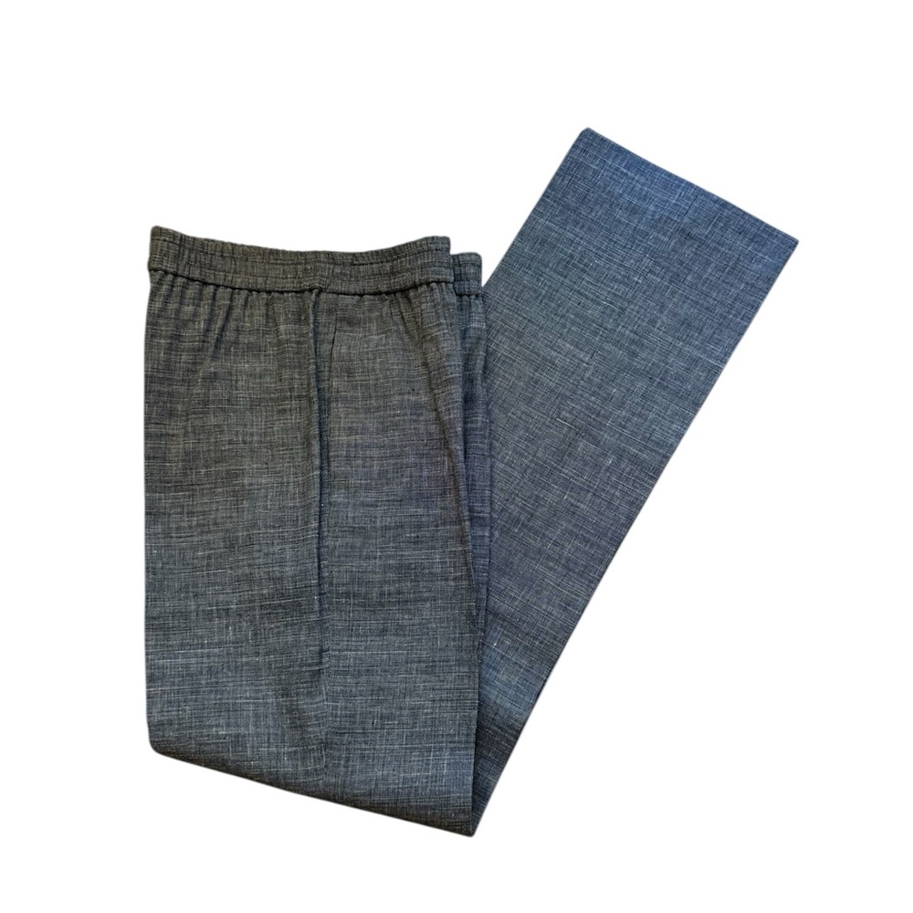 Theory Straight Pull On Eco Sharkskin Linen Pants - NWOT